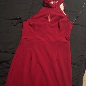 Lulu's One Shoulder Burgundy Dress